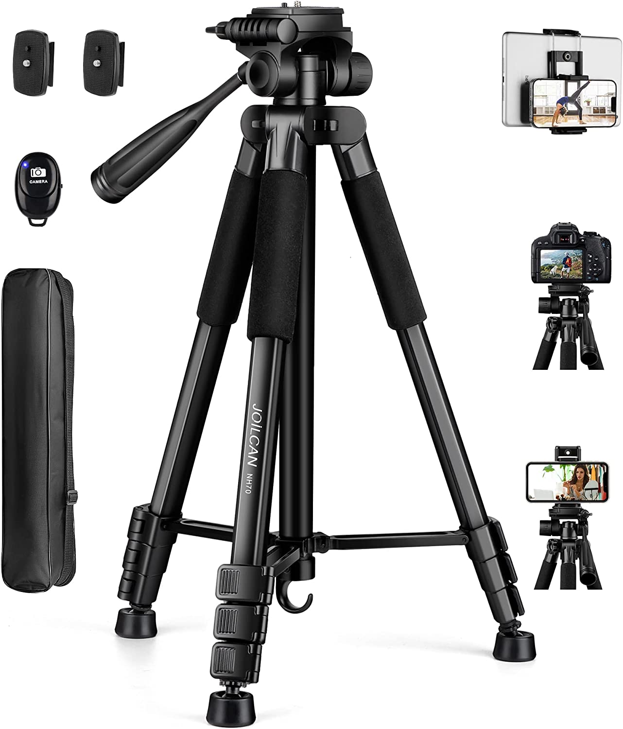 Tablet Tripod for iPad Floor Stand,iPad Pro Tripod Mount for Video  Recording,iPhone Holder Stand w. Remote Aluminum 360 Rotating Adjustable  68 Tall Tripod for iPhone 13 Pro Max/Projector/Camera 