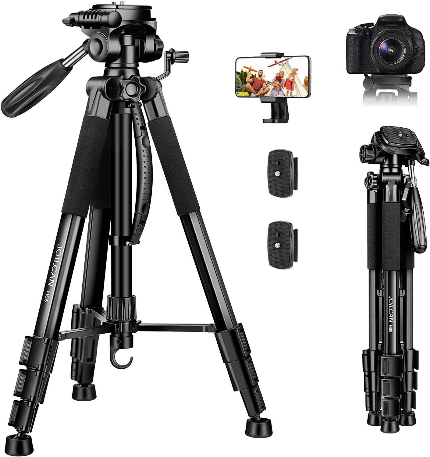 JOILCAN Camera Tripod for Canon Nikon DSLR, Lightweight Aluminum Trave