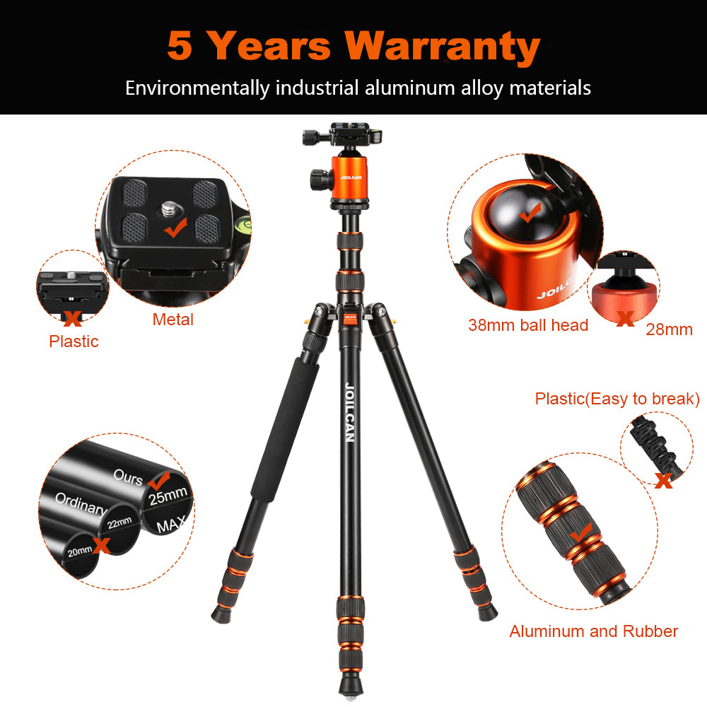 Joilcan 80-inch Tripod for Camera, Aluminum Tripod for DSLR,Monopod,  Lightweight Tripod with 360 Degree Ball Head Stable for Travel and Work