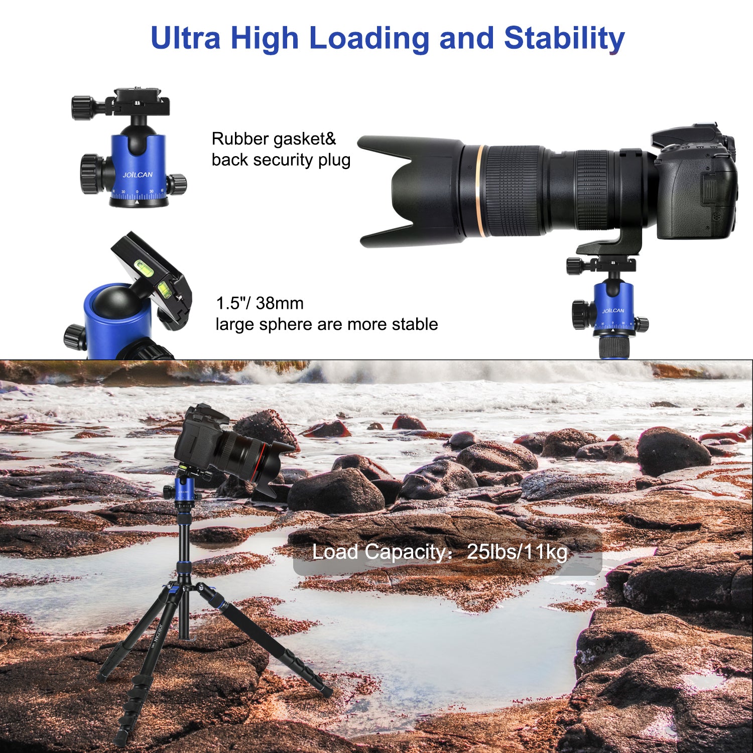 Joilcan tripod, aluminum camera tripod for DSLR, Compact travel good tripod monopod